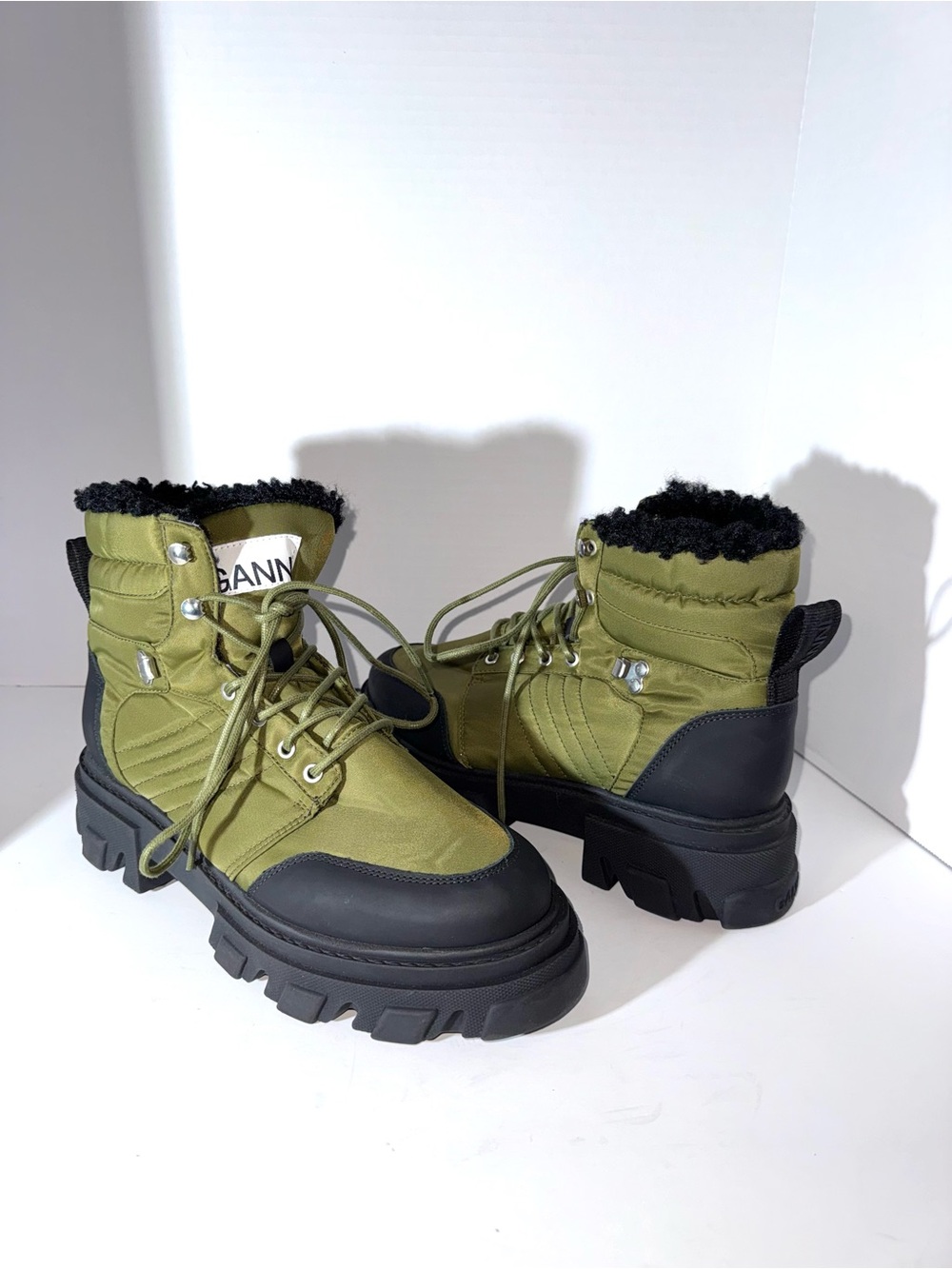 Ganni Lace Up Hiking Boots